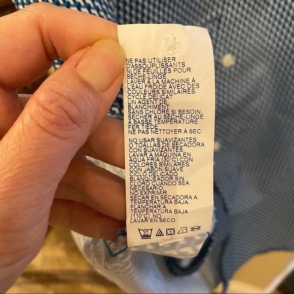 NWT~PERRY ELLIS Men Slim Fit Blue Patterned Button Short Sleeve Top-Medium - Picture 10 of 10